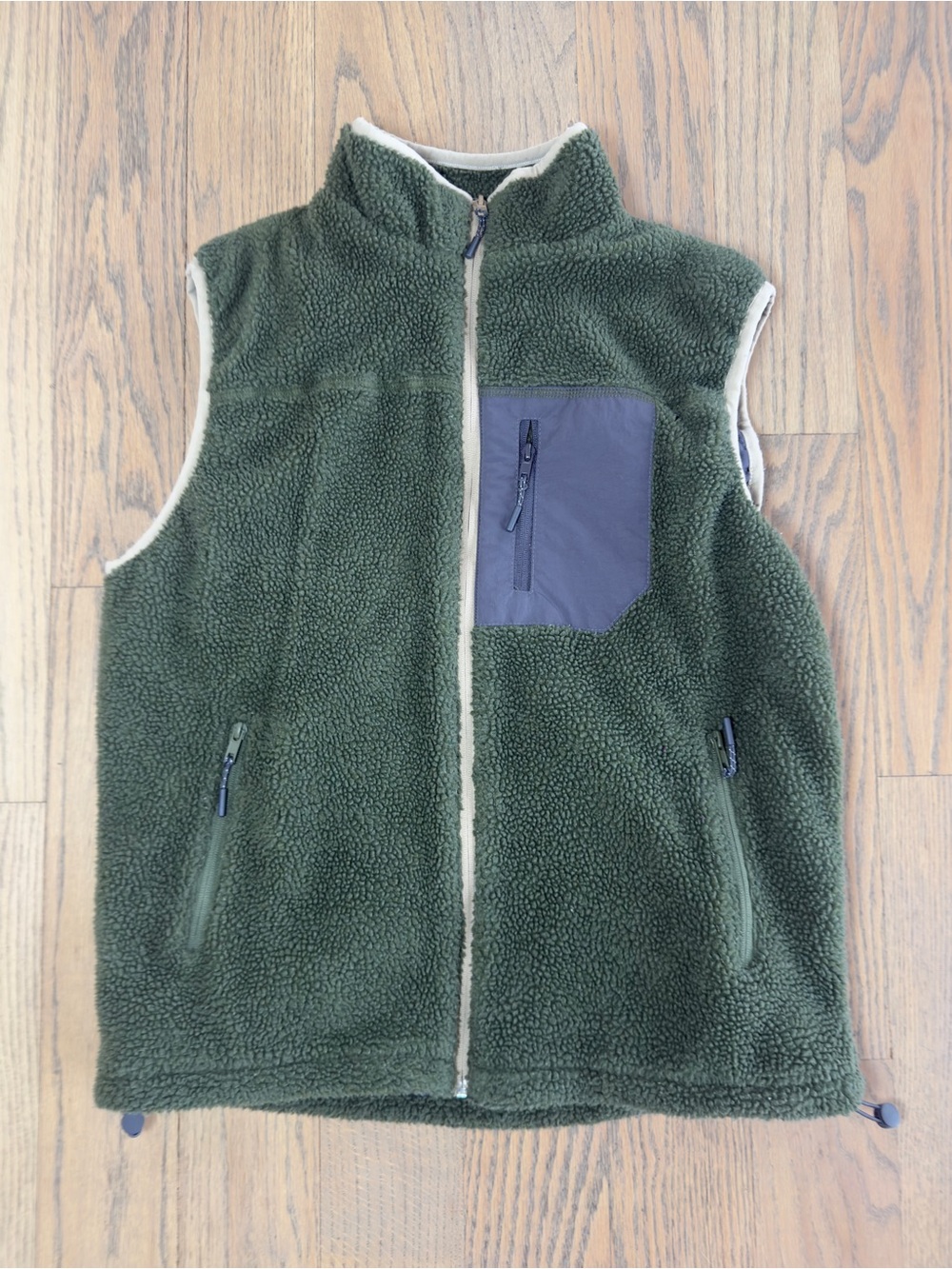Cotton On Olive Green Sherpa Vest with Black Lining - Small